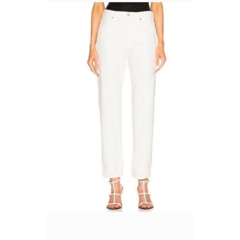Goldsign Women's Cream Benefit High Rise Relaxed Straight Jeans Size 26